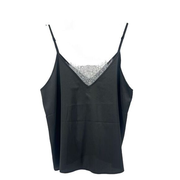 Forever 21 Black Satin Lace Insert Cami – Size Large NWT Modest Coverage - Picture 12 of 12